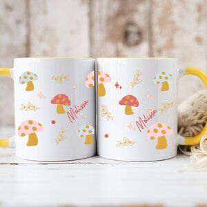 Cute Mushrooms Cup, Customize Name (optional)